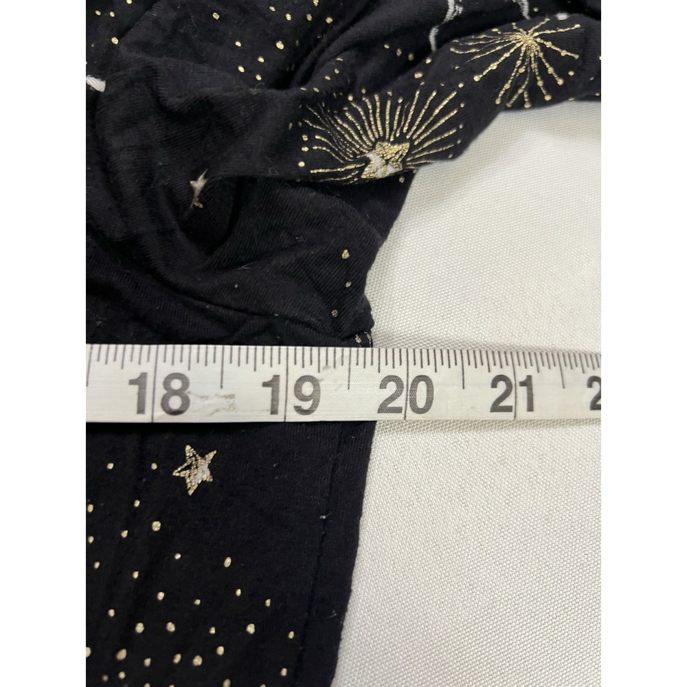 Soma Pajama Top Black Gold Stars Moon Button Down M Lounge Soft - Picture 5 of 6